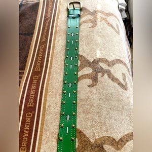 Decorated Green Genuine Bonded Leather Upper Belt/L